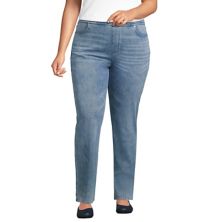 Plus Size Lands' End Starfish Mid-Rise Pull-On Knit Straight-Leg Jeans Lands' End