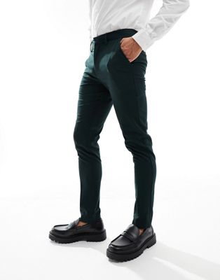 ASOS DESIGN skinny suit pants in forest green ASOS DESIGN