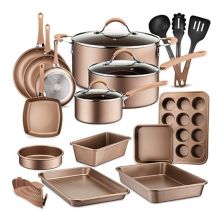 NutriChef Кухонная посуда с антипригарным покрытием Кастрюли и сковороды, набор из 20 предметов, бронза NutriChef