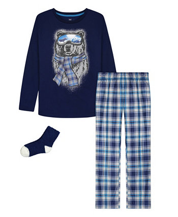 Little Boys Long Leg Pajama T-shirt and Pants 2 Piece Set with Socks Max & Olivia