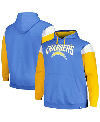 Мужской пудрово-синий пуловер с капюшоном Los Angeles Chargers Big and Tall Trench Battle Profile