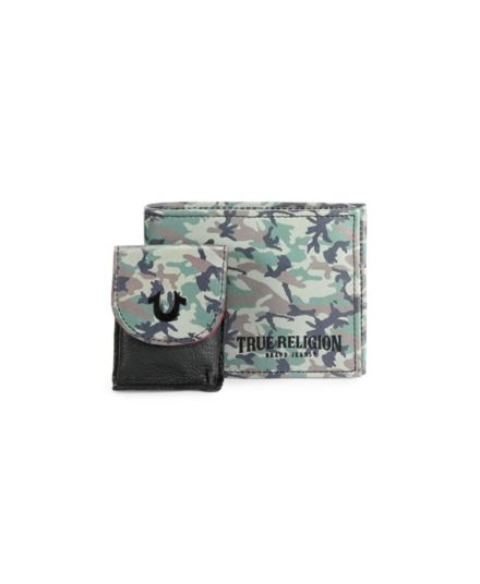 Кожаный бумажник из двух частей и усилитель; Комплект чехлов для AirPods True Religion