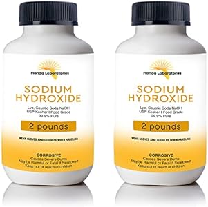 Sodium Hydroxide 99.9% Pure Food Grade Beads Caustic Soda Lye 4 Lbs (Pounds) Florida Laboratories