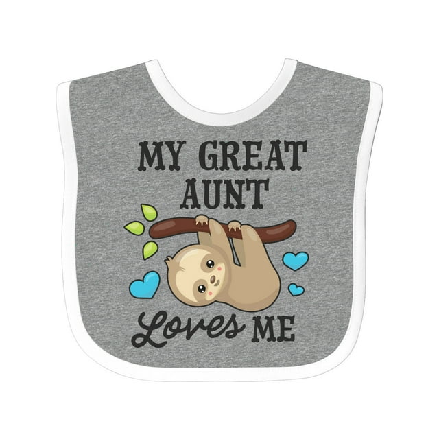 Inktastic My Great Aunt Loves Me with Sloth and Hearts Boys or Girls Baby Bib Inktastic