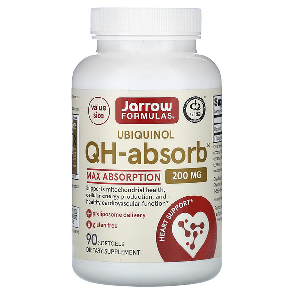 Убихинол, QH-Absorb, 200 мг, 90 мягких таблеток Jarrow Formulas