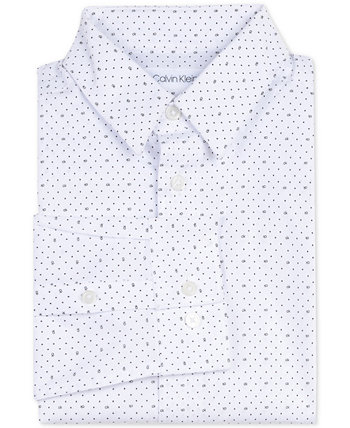 Приталенная классическая рубашка с принтом в горошек и стрейч-логотипом для больших мальчиков Calvin Klein