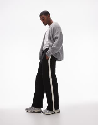 Topman baggy leg sweatpants with contrast side stripe in black Topman