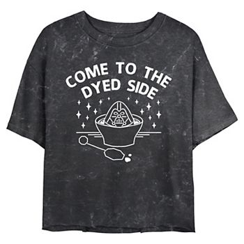 Juniors' Star Wars Darth Vader Easter Egg Come To The Dyed Side Cropped Graphic Tee Star Wars