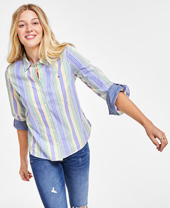 Женская полосатая рубашка с отворотами на пуговицах Tommy Hilfiger