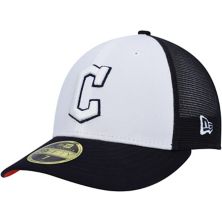 Men's New Era White/Navy Cleveland Guardians 2023 On-Field Batting Practice Low Profile 59FIFTY Fitted Hat New Era x Staple