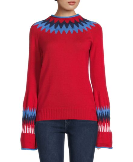 Geometric Wool Blend Sweater Sonia Rykiel