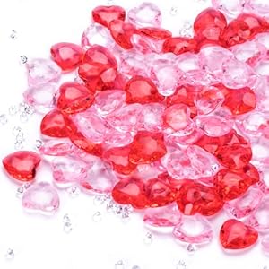 PAGOW 10320 Pcs Acrylic Heart, 3D Red Pink Rhinestones, Diamonds Gems for Valentine's Day Table Scatters, Wedding, Party Decorations, Arts Crafts, Vase Fillers (0.47") Pagow