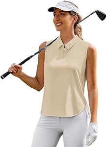 PINSPARK Women Golf Shirts Sleeveless UPF 50+ Tennis Polo V-Neck Quick Dry Athletic T Shirt 1/4 Zip Collar Workout Tank Top Pinspark