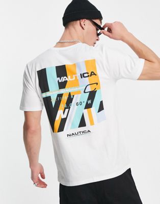 Белая футболка с принтом Nautica Competition galapagos сзади Nautica Competition
