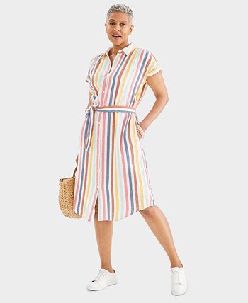 Women's Cotton Gauze Short-Sleeve Shirt Dress, Created for Macy's Style & Co