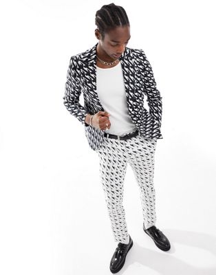 Черно-белый пиджак в ломаную клетку Twisted Tailor munro Twisted Tailor