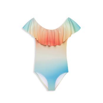 Little Girl's &amp; Girl's Dawn Ruffle Tie-Dye One-Piece Swimsuit Stella Cove