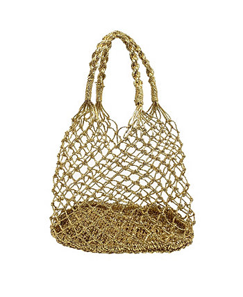 Женская сумка-тоут Asa Metallic Gold Tote Macrame La Regale