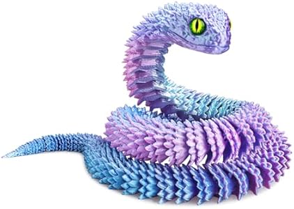 ATESSON 3D Printed Animals,3D Printed Snake Flexible Joints 11.8" 3D Snake,Home Office Classroom Decor Executive Desk 3D Printed Toys (Small 30CM Phantom Blue) ATESSON