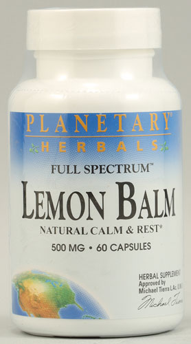 Лимонный бальзам Planetary Herbals Full Spectrum™ -- 500 мг -- 60 капсул Planetary Herbals