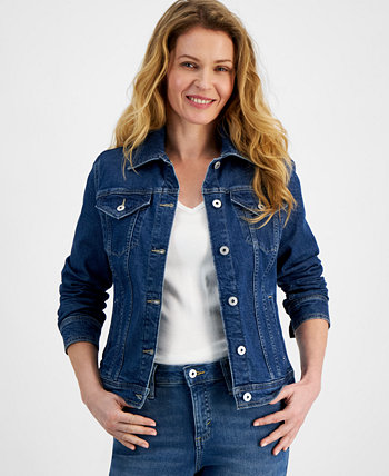 Женская классическая джинсовая куртка дальнобойщика свободного кроя, созданная для Macy's Style & Co