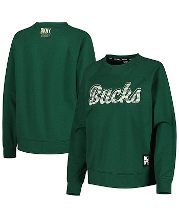 Женский пуловер Hunter Green Milwaukee Bucks Regina с реглановым свитшотом DKNY