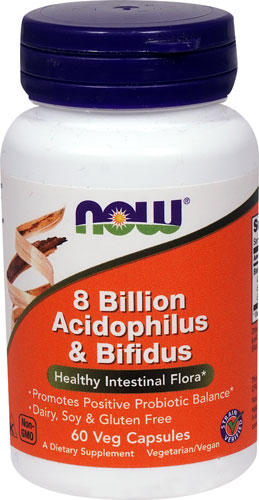 8 миллиардов Ацидофилус и Бифидус - 60 вегетарианских капсул - NOW Foods NOW Foods