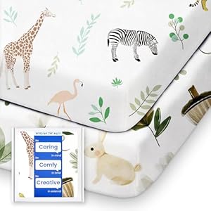 Graco Pack and Play Sheets Fitted, TotBasic Ultra Soft Mini Crib Sheets Boy, Neutral Pack N Play Mattress Sheets Hypoallergenic and Soothing, Premium Jersey Playrad Sheets, 2 Pack TOTBASIC