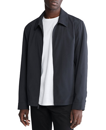 Men's Seersucker Long Sleeve Zip-Front Shirt-Jacket Calvin Klein