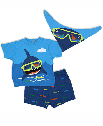 Шорты, футболка и комбинезон в виде акулы для маленьких мальчиков, комплект из 3 предметов Lily & Jack