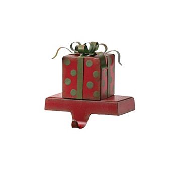 Haven Living Red & Green 5" Gift Box Metal Stocking Holder Haven Living