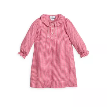 Детские, маленькие девочки и amp; Ночная рубашка Victoria Mini в клетку для девочек Petite Plume