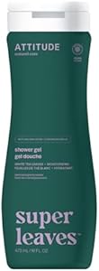 ATTITUDE Body Wash, EWG Verified Shower Gel, Dermatologically Tested, Plant and Mineral-Based, Vegan Personal Care Products, Lemon Leaves, 16 Fl Oz ATTITUDE