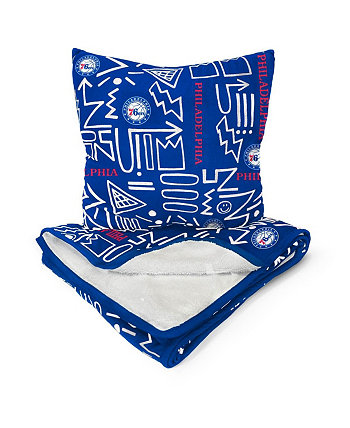 Комплект комбинированного одеяла и подушки Philadelphia 76ers Doodle Pop Poly Span Pegasus Home Fashions