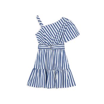 Girl's Off-The-Shoulder Fit-N-Flare Striped Dress Habitual
