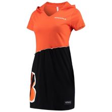 Женские футболки Refried Оранжевый / Черный Мини-платье Cincinnati Bengals с капюшоном и V-образным вырезом Unbranded
