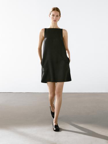 Linen blend mini dress Massimo Dutti