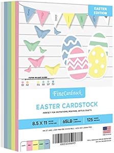 Easter Colored Card Stock Paper, 8.5 x 11" Multi-Color Bulk Cardstock for Spring Greetings, Gift Tags, Art & Crafts, Invitations | 25 Pink, 25 Green, 25 Blue, 25 Canary, 25 White (125 Sheets Total) S Superfine Printing