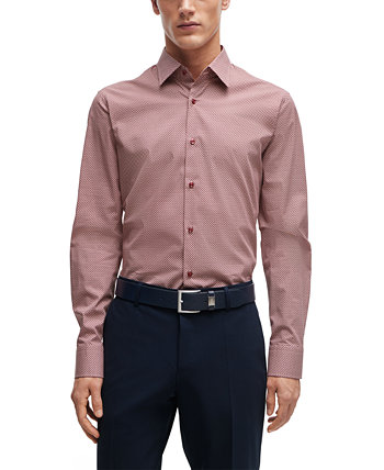 Мужская рубашка обычного кроя с геометрическим принтом BOSS