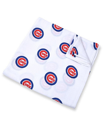 Белое муслиновое одеяло Chicago Cubs для мальчиков и девочек размером 47 x 47 дюймов Three Little Anchors