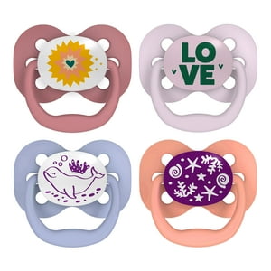 Dr. Brown's Advantage Baby Pacifier, Fully Symmetrical, Silicone Bulb, 0-6m, BPA Free, Love/Glow, 4 Pack Visit the Dr. Brown's Store