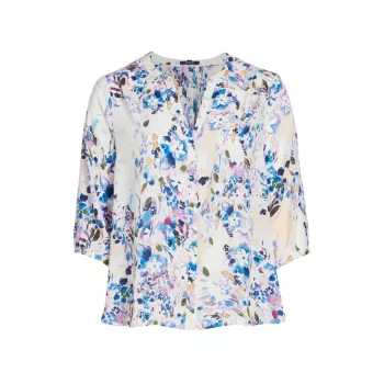 Блуза с защипами с цветочным принтом NYDJ