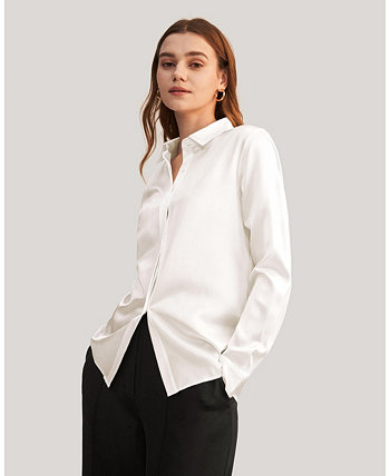 Women's Basic Concealed Placket Silk Shirt LILYSILK