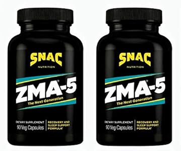 SNAC ZMA-5 Sleep Aid Supplement, Promote Muscle Recovery & Growth, Immune Support, & Restorative Sleep with Zinc, Magnesium & 5-HTP, Post Workout, Before Bed ZMA Supplements 90 Veggie Capsules SNAC