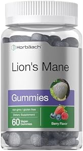 Horbäach Lion's Mane Supplement | 60 Vegan Gummies for Adults | Non-GMO and Gluten Free Horbäach