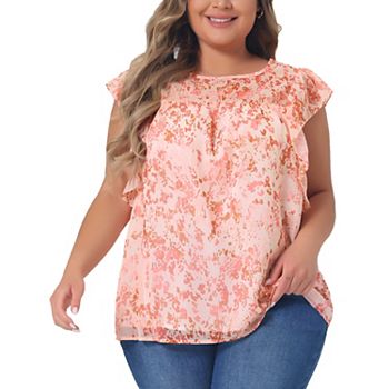 Plus Size Top For Women Boho Round Neck Ruffle Sleeve Blouse Top 2024 Agnes Orinda