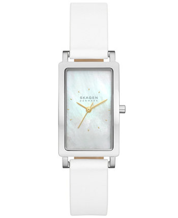 Женские белые кожаные часы Hagen с тремя стрелками, 22 мм Skagen