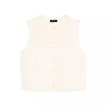 Sleeveless Button-Front Shell Top Theory