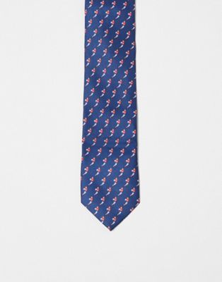 Темно-синий узкий галстук с узором в стиле регби ASOS DESIGN ASOS DESIGN