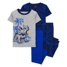 Пижамный комплект Carter's из 4 предметов с верхом и низом динозавра для малышей и мальчиков Carter's